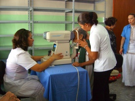 Eye glass clinic conducting exams